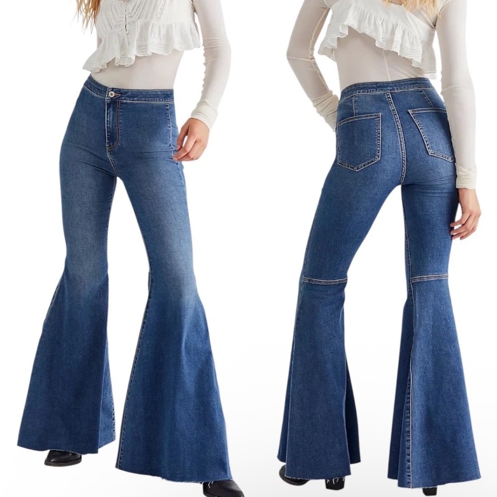 Free People We The Free Just Float On Flare Jeans Blue Denim High Rise 29